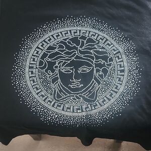 Versace Black Tee with White Medusa Design